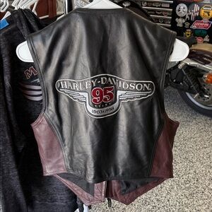 Harley-Davidson Black and Burgundy Leather Vest